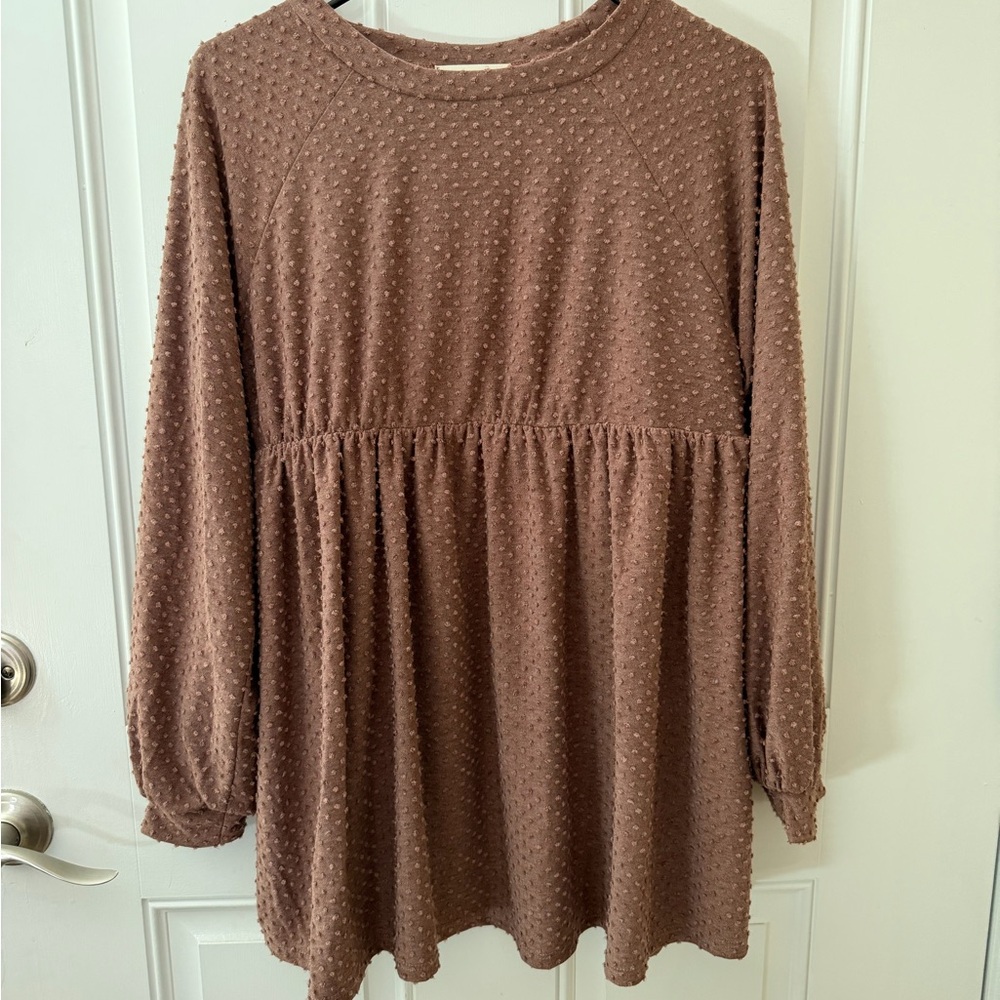 Women's Brown Textured Blouse